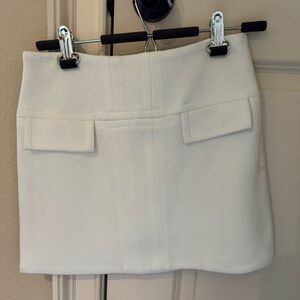Sophia Eugene White Mini Skirt with Front Flap Pockets